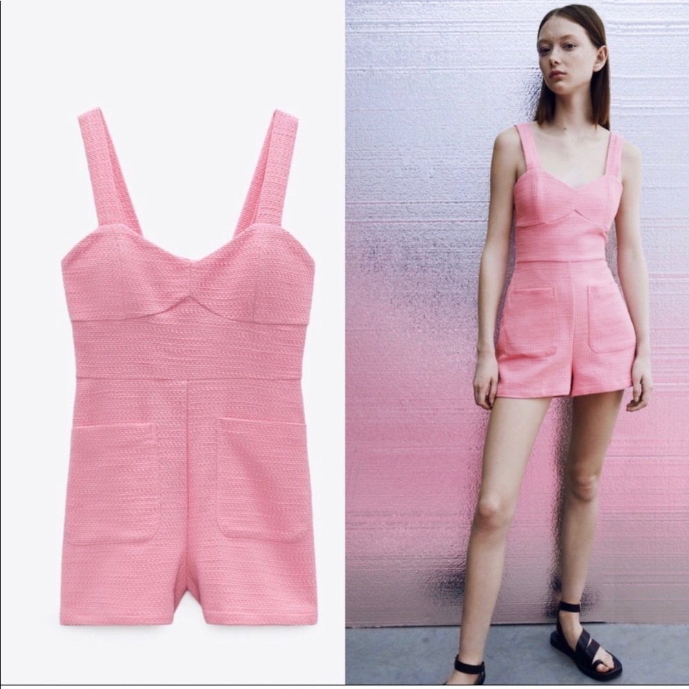 Zara textured short jumpsuit